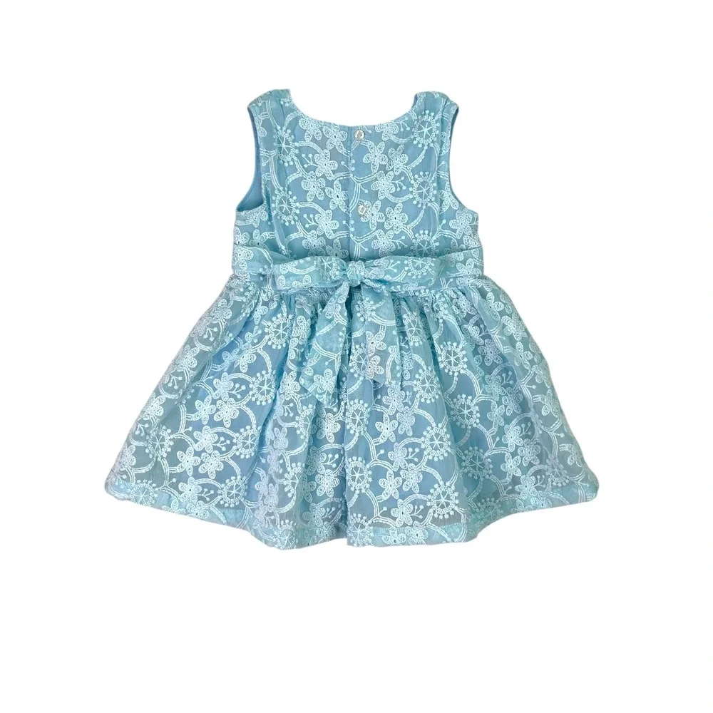 Pink Reban Baby Girl Dress 12-18 Months Blue Floral Embroidered Party Special